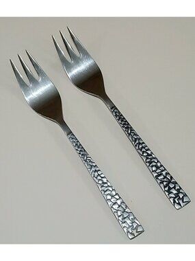 2 National Pamplona Salad Fork 6.5" Japan stainless flatware mid century vintage